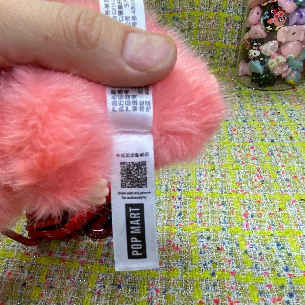 Plush Small Pet Toy - Pink Furry Bunny Costume with extra keychain